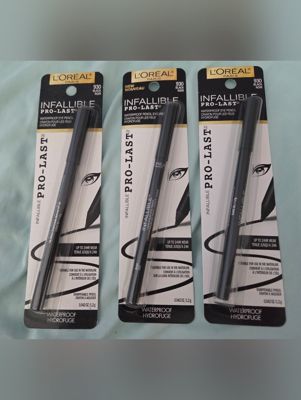 L'Oréal Infallible Pro-Last Waterproof Eye Pencil - Black (930) 3 Pack
